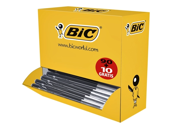 Een Balpen Bic M10 medium zwart doos à 90+10 gratis koop je bij VHK Kantoorartikelen