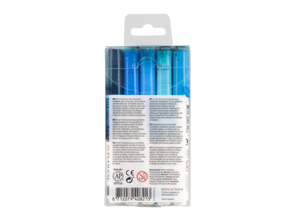 Een Brushpen Talens Ecoline set á 5 stuks blauw koop je bij Continu Kantoor