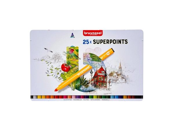 Een Viltstift Bruynzeel Expression super points blik à 25 stuks assorti koop je bij VHK Kantoorartikelen