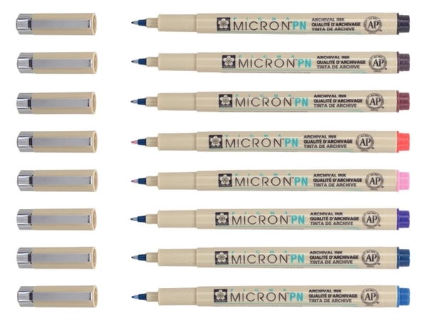 Een Fineliner Sakura pigma micron 0.4mm blister à 8 stuks assorti koop je bij Continu Kantoor