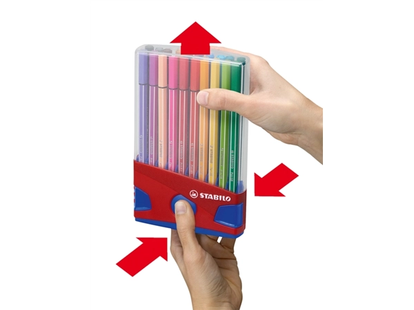 Een Viltstift STABILO Pen 68/20 ColorParade in rood/blauw etui medium assorti etui à 20 stuks koop je bij Continu Kantoor