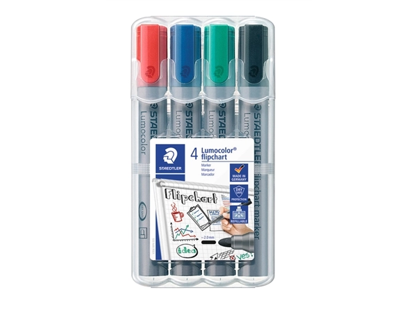 Een Viltstift Staedtler 356 voor flipover rond 2mm 4 stuks assor koop je bij VHK Kantoorartikelen