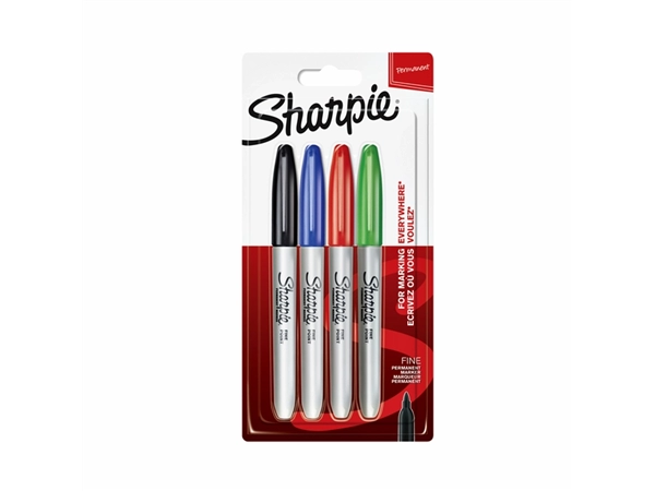 Een Viltstift Sharpie rond fine assorti blister à 4 stuks koop je bij Continu Kantoor