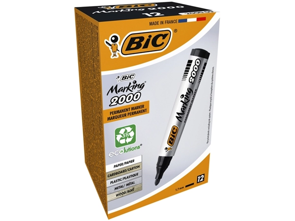 Een Viltstift Bic 2000 ecolutions rond large zwart koop je bij VHK Kantoorartikelen