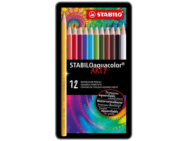 Een Kleurpotloden STABILO 1612 aquacolor assorti blik à 12 stuks koop je bij VHK Kantoorartikelen