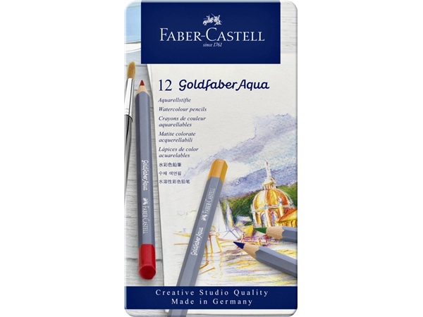 Een Kleurpotloden Faber-Castell Goldfaber aquarel assorti blik à 12 stuks koop je bij VHK Kantoorartikelen