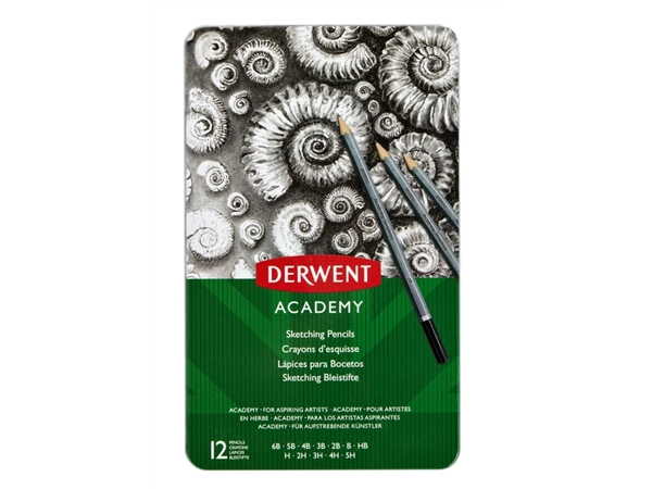 Een Potlood Derwent Academy 6B5H assorti hardheden blik à 12 stuks koop je bij VHK Kantoorartikelen