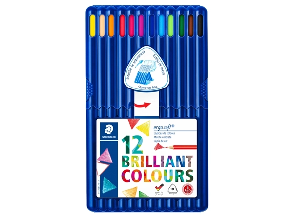 Een Kleurpotloden Staedtler Ergosoft driekantig 12stuks assorti koop je bij Hoekmankantoorartikelen.nl