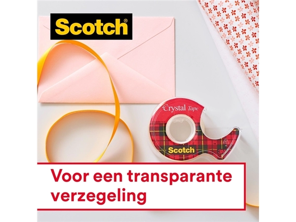 Een Plakband Scotch Crystal 600 19mmx15m transparant + handdispenser koop je bij Continu Kantoor