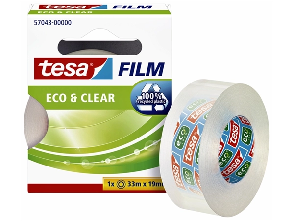 Een Plakband tesafilm® Eco & Clear 33mx19mm transparant koop je bij Hoekmankantoorartikelen.nl