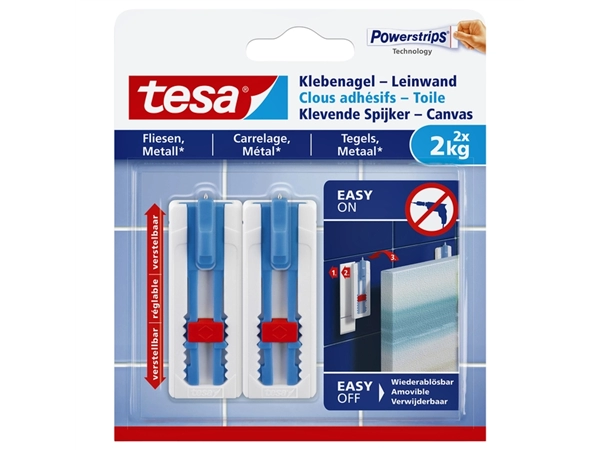 Een Klevende spijker tesa® canvas- tegels en metaal 2kg wit 2 stuks koop je bij Hoekmankantoorartikelen.nl