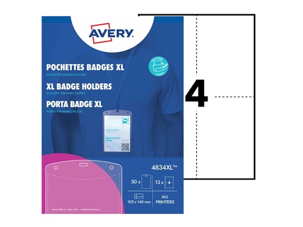 Een Badge Avery 4834 A6 hoes + insteekkaarten 10 stuks koop je bij Continu Kantoor