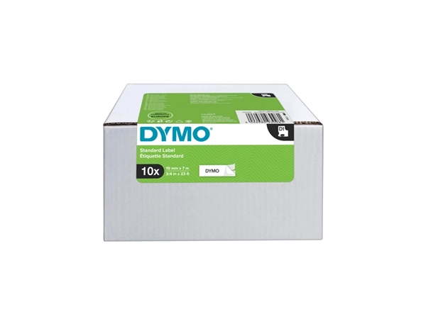 Een Labeltape Dymo LabelManager D1 polyester 19mm zwart op wit 10 stuks koop je bij Hoekmankantoorartikelen.nl