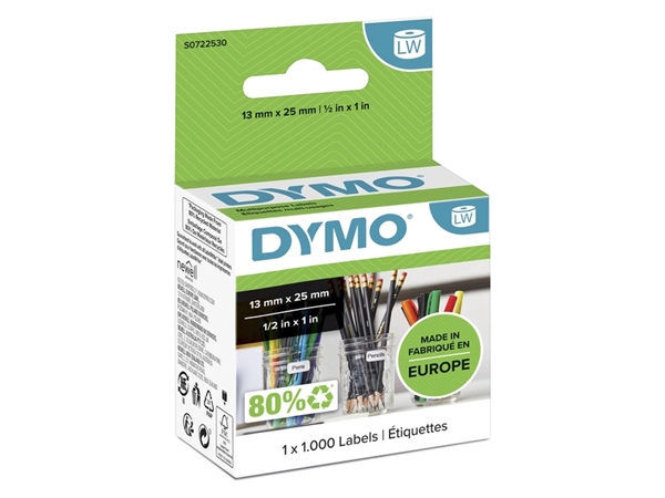 Een Etiket Dymo LabelWriter multifunctioneel 13x25mm 1 rol á 1000 stuks wit koop je bij VHK Kantoorartikelen