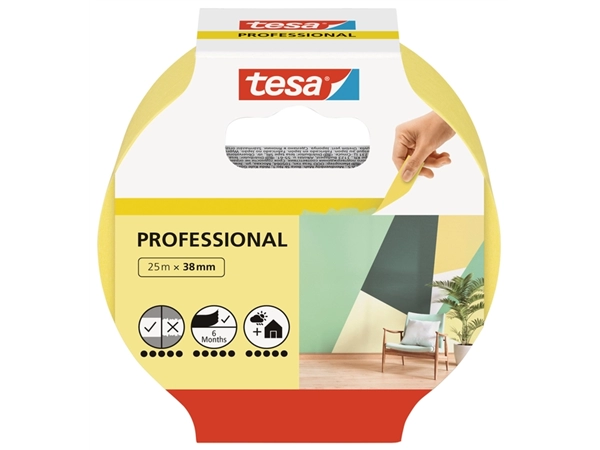 Een Afplaktape tesa® Professional 25mx38mm geel koop je bij VHK Kantoorartikelen