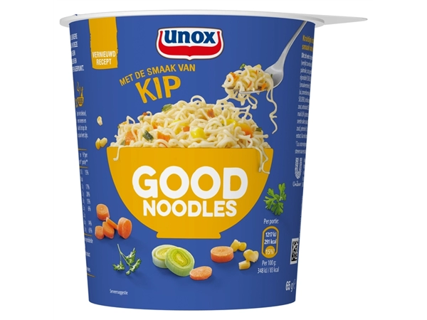 Een Good Noodles Unox kip cup koop je bij VHK Kantoorartikelen