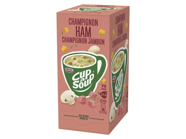 Een Cup-a-Soup Unox champignon ham 21x175ml koop je bij Continu Kantoor