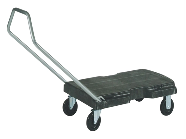 Een Transportkar Rubbermaid Triple Trolley inklapbaar 225kg zwart koop je bij VHK Kantoorartikelen