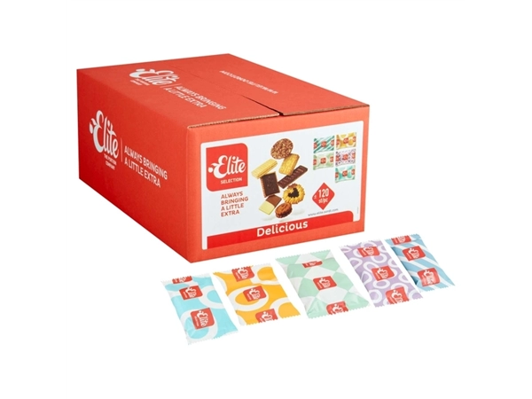 Een Koekjes Elite Selection Delicious mix 120 stuks koop je bij VHK Kantoorartikelen