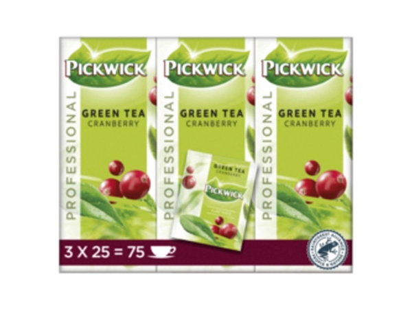 Een Thee Pickwick green cranberry 25x1.5gr koop je bij VHK Kantoorartikelen