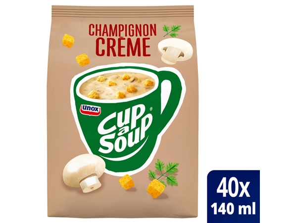 Een Cup-a-Soup Unox machinezak champignon crème 140ml koop je bij VHK Kantoorartikelen