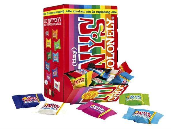 Een Chocolade Tony's Chocolonely tiny mix doos 100 st koop je bij VHK Kantoorartikelen