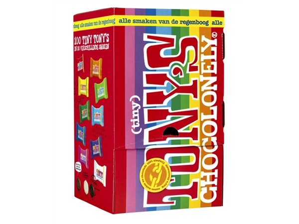 Een Chocolade Tony's Chocolonely tiny mix doos 100 st koop je bij Continu Kantoor