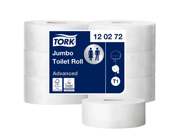 Een Toiletpapier Tork Jumbo T1 advanced 2-laags 360m wit 120272 koop je bij VHK Kantoorartikelen