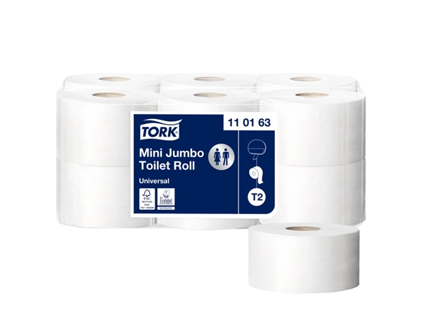 Een Toiletpapier Tork T2 Universal 1-laags 240mtr wit 110163 koop je bij VHK Kantoorartikelen