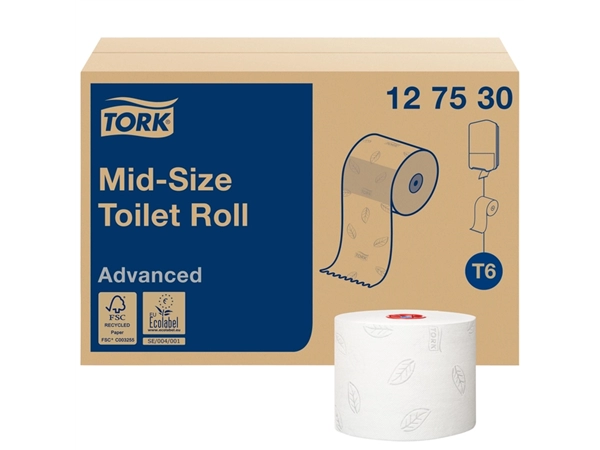 Een Toiletpapier Tork Mid-size T6 advanced 2-laags 100m wit 127530 koop je bij Hoekmankantoorartikelen.nl