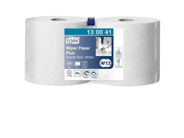 Een Poetspapier Tork Wiping Plus Combi W1/2 multifunctioneel 255m wit 130041 koop je bij VHK Kantoorartikelen