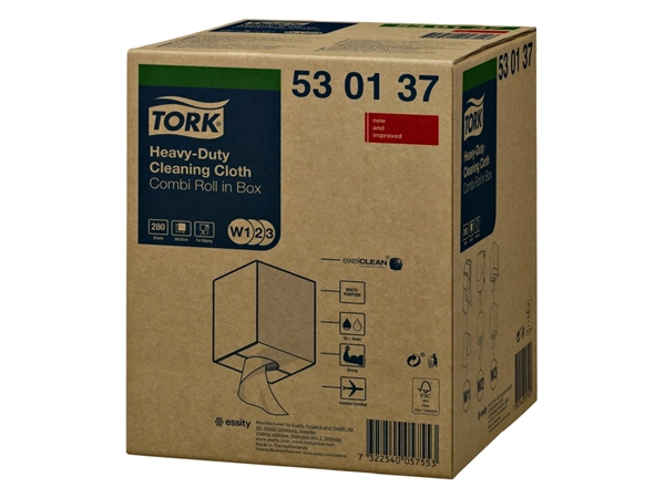 Een Reinigingsdoek Tork W2 Premium Heavy-Duty 1-laags 106m wit 530137 koop je bij Continu Kantoor