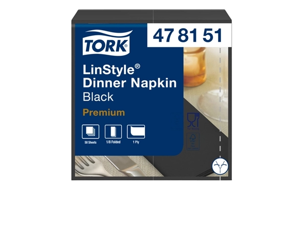 Een Dinnerservetten Tork Premium LinStyle® 1/8 gevouwen 50 stuks zwart 478151 koop je bij Hoekmankantoorartikelen.nl