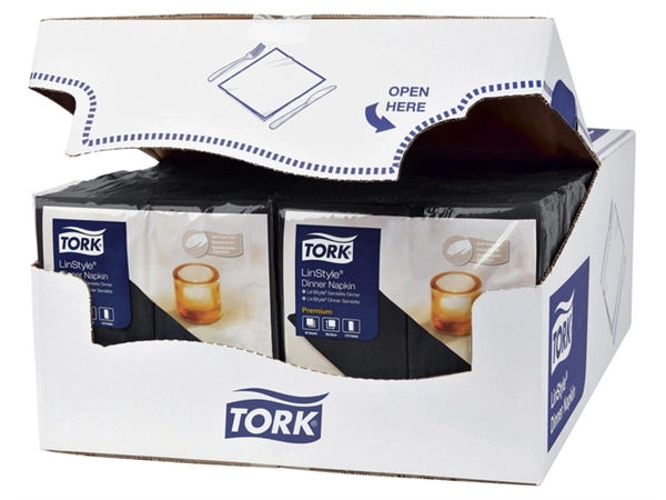 Een Dinerservet Tork Linstyle Premium 1/8 vouw 1-laags 390x390mm 50 vel zwart 478151 koop je bij Continu Kantoor