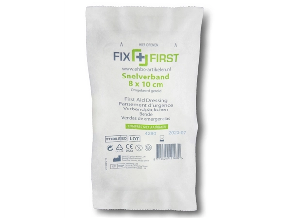 Een Snelverband FixFirst gerold 8x10cm 10 stuks koop je bij Hoekmankantoorartikelen.nl