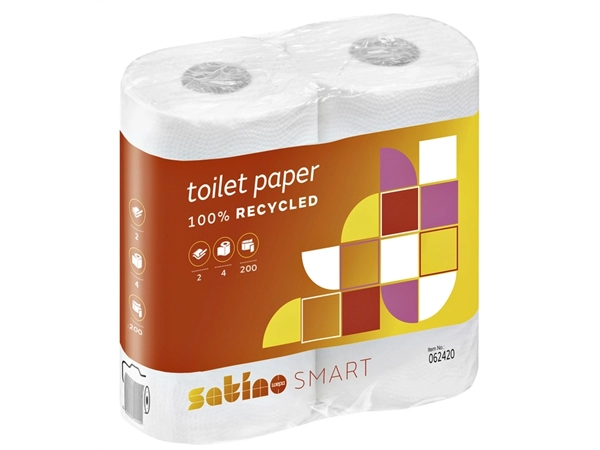 Een Toiletpapier Satino Smart MT1 2-laags 200vel wit 062420 koop je bij VHK Kantoorartikelen