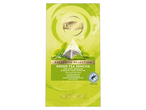 Een Thee Lipton Exclusive groene thee sencha 25x2gr koop je bij VHK Kantoorartikelen