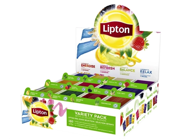 Een Thee Lipton assortimentsbox 12x15stuks koop je bij VHK Kantoorartikelen