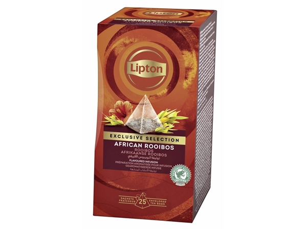 Een Thee Lipton Exclusive Afrikaanse rooibos 25x2gr koop je bij Continu Kantoor