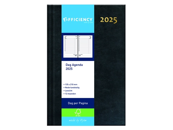 Een Agenda 2025 Ryam Efficiency Baladek 1dag/1pagina zwart koop je bij Hoekmankantoorartikelen.nl