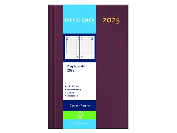 Een Agenda 2025 Ryam Efficiency Baladek 1dag/1pagina bordeaux koop je bij Hoekmankantoorartikelen.nl