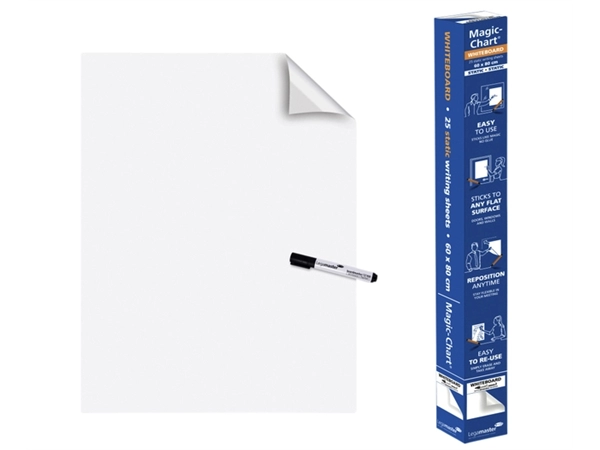 Een Magic-Chart Legamaster Whiteboard 60x80cm wit 25 vel koop je bij Hoekmankantoorartikelen.nl