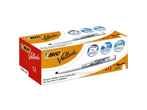 Een Viltstift Bic Velleda 1741 whiteboard rond medium rood koop je bij VHK Kantoorartikelen