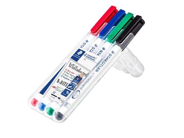 Een Viltstift Staedtler 301 whiteboard rond assorti 1mm 4stuks koop je bij VHK Kantoorartikelen