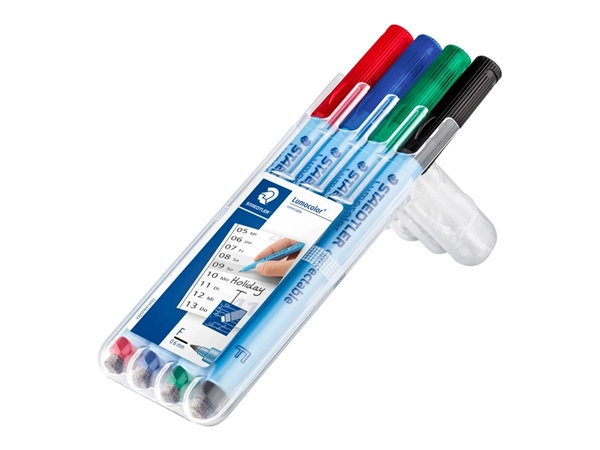 Een Viltstift Staedtler Lumocolor 305 non permanent correctable F set à 4 stuks koop je bij VHK Kantoorartikelen