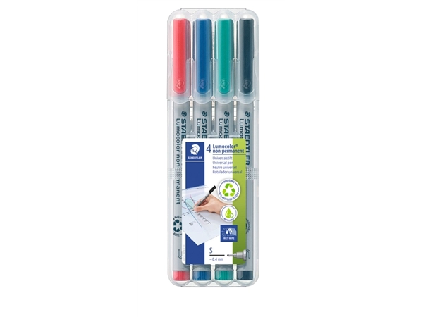 Een Viltstift Staedtler Lumocolor 311 non permanent S set à 4 assorti koop je bij VHK Kantoorartikelen