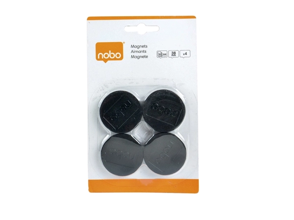 Een Magneet Nobo 38mm 800gr zwart 4 stuks koop je bij The Cartridge Shop bvba