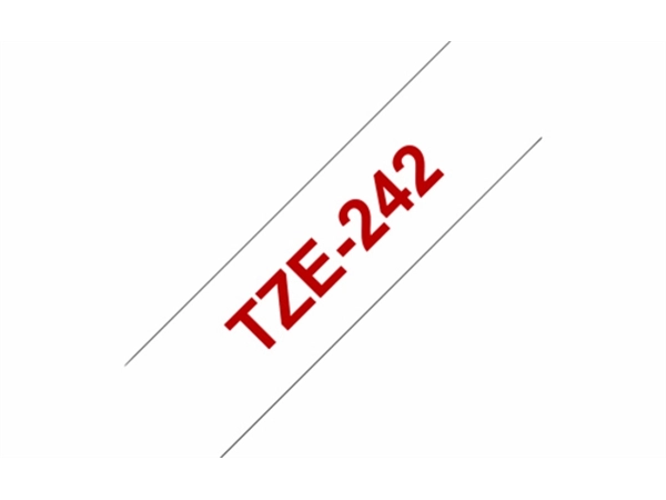 Een Labeltape Brother P-touch TZe-242 standaard 18mm rood op wit koop je bij Continu Kantoor