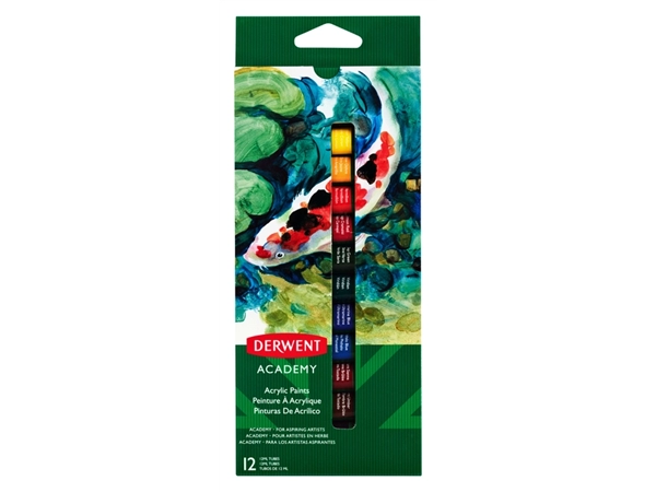 Een Acrylverf Derwent Academy blister à 12 tubes à 12ml assorti koop je bij VHK Kantoorartikelen