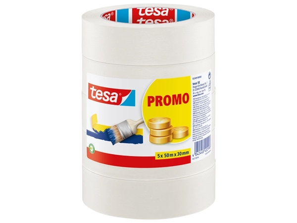 Een Afplaktape tesa® Economy 50mx30mm beige 5 rollen koop je bij Hoekmankantoorartikelen.nl